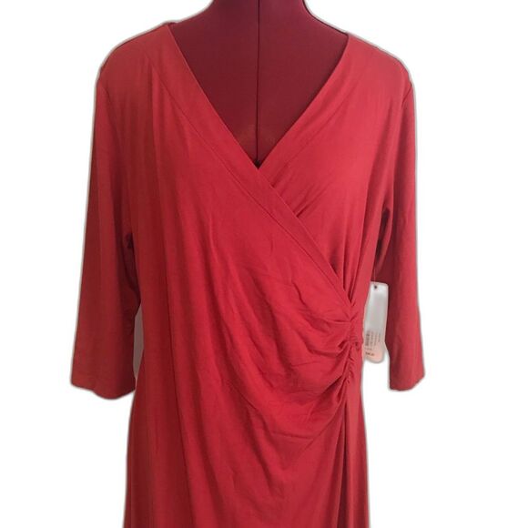 Soft Surroundings Hyannis Wrap Dress Size Large (14-16) Red Faux Wrap NWT - Picture 8 of 12